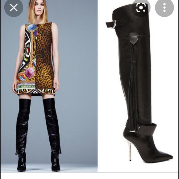 ❤️keeping VERSACE OTK over the knee boots black tassel - Picture 3 of 16